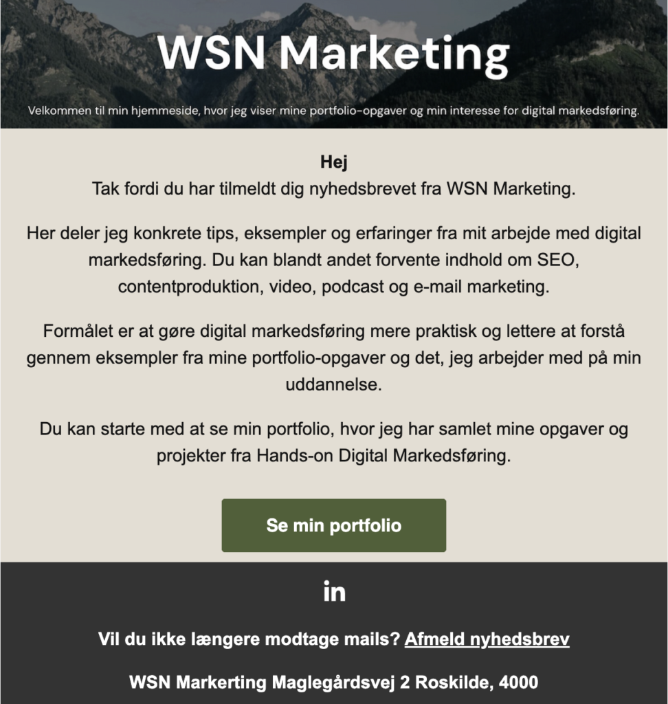 Velkomstmail